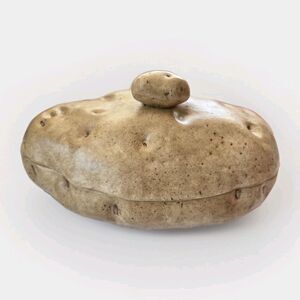 BIG POTATO DISH!‎ Vintage Handmade/Painted Ceramic Serving Dish 1980's Serveware